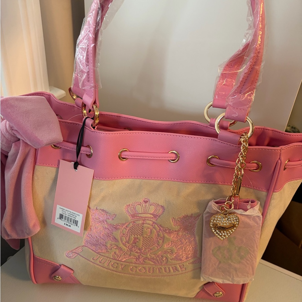 Juicy Couture Classic Scottie Dog tote daydreamer - Pink/Sandstone